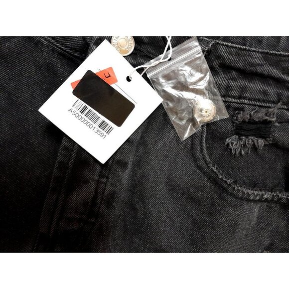 New Adika Distressed Button-Fly Shorts Black Size L - Picture 6 of 6